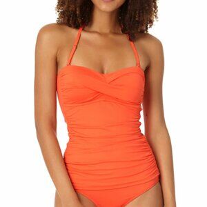 Anne Cole Live in Color Twist Front Bandeaukini Swim Top NWT Sz XS